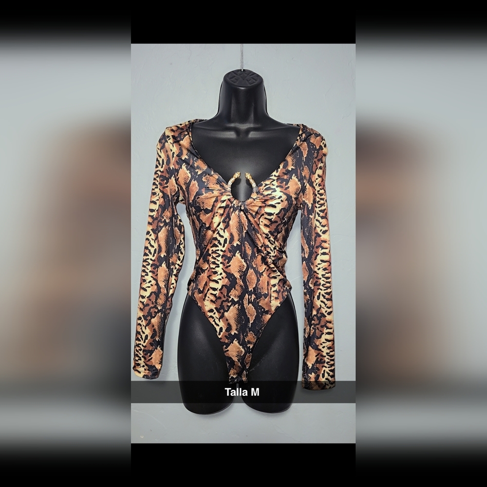 Leopard Print Long Sleeve Bodysuit